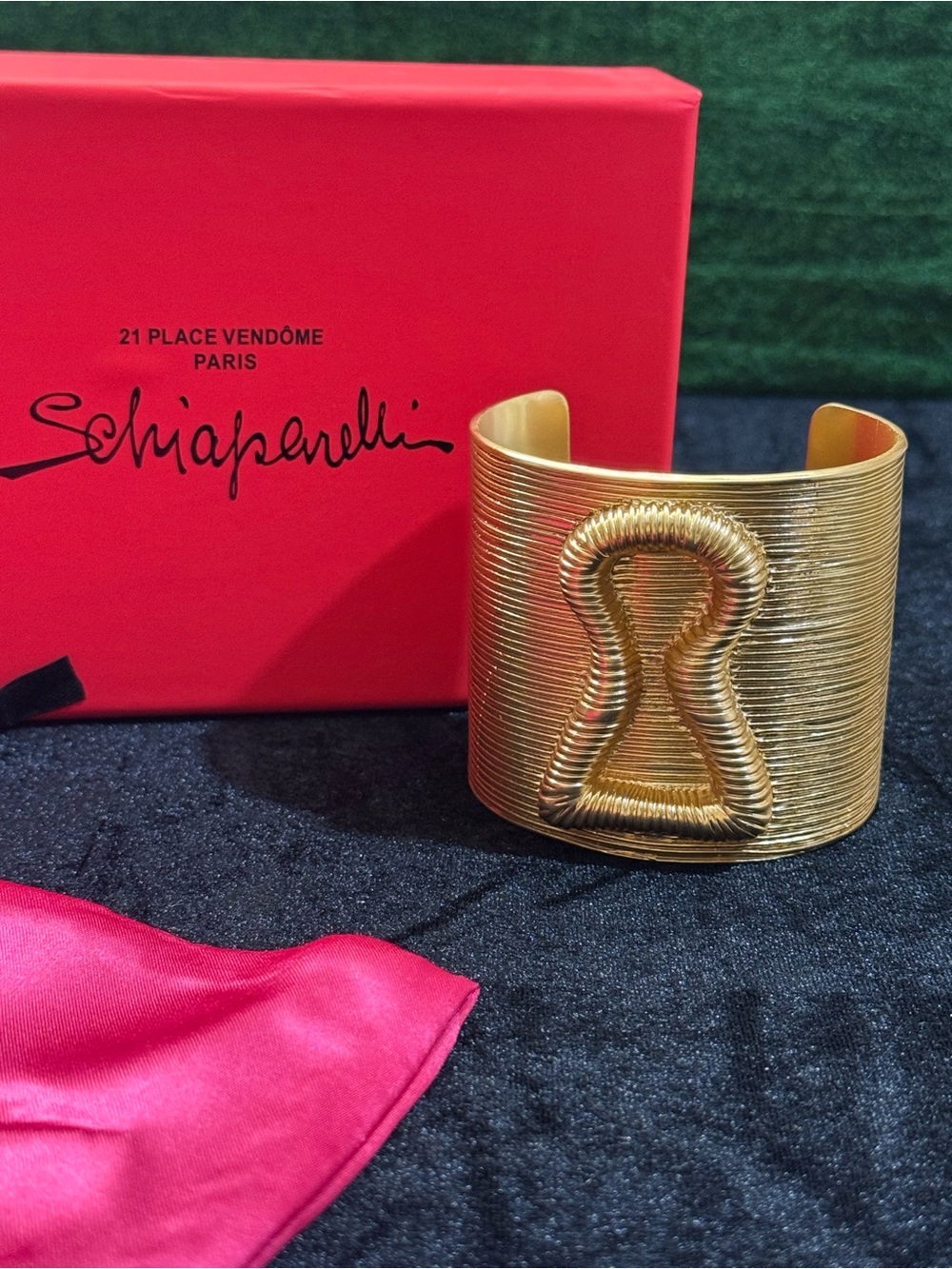 Schiaparelli Gold-Tone Keyhole Cuff Bracelet